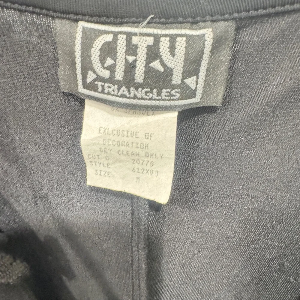 Vtg City Triangles Black Embroidered Dress Medium